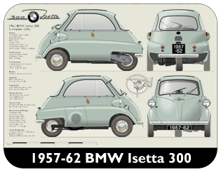 BMW Isetta 300 (3 wheel) 1957-62 Place Mat, Medium